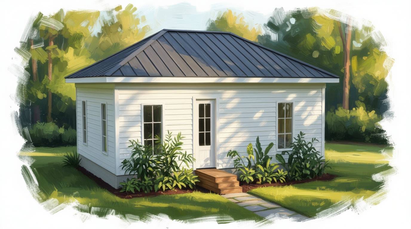 1 bedroom bright house plan exterior - 592 sq ft
