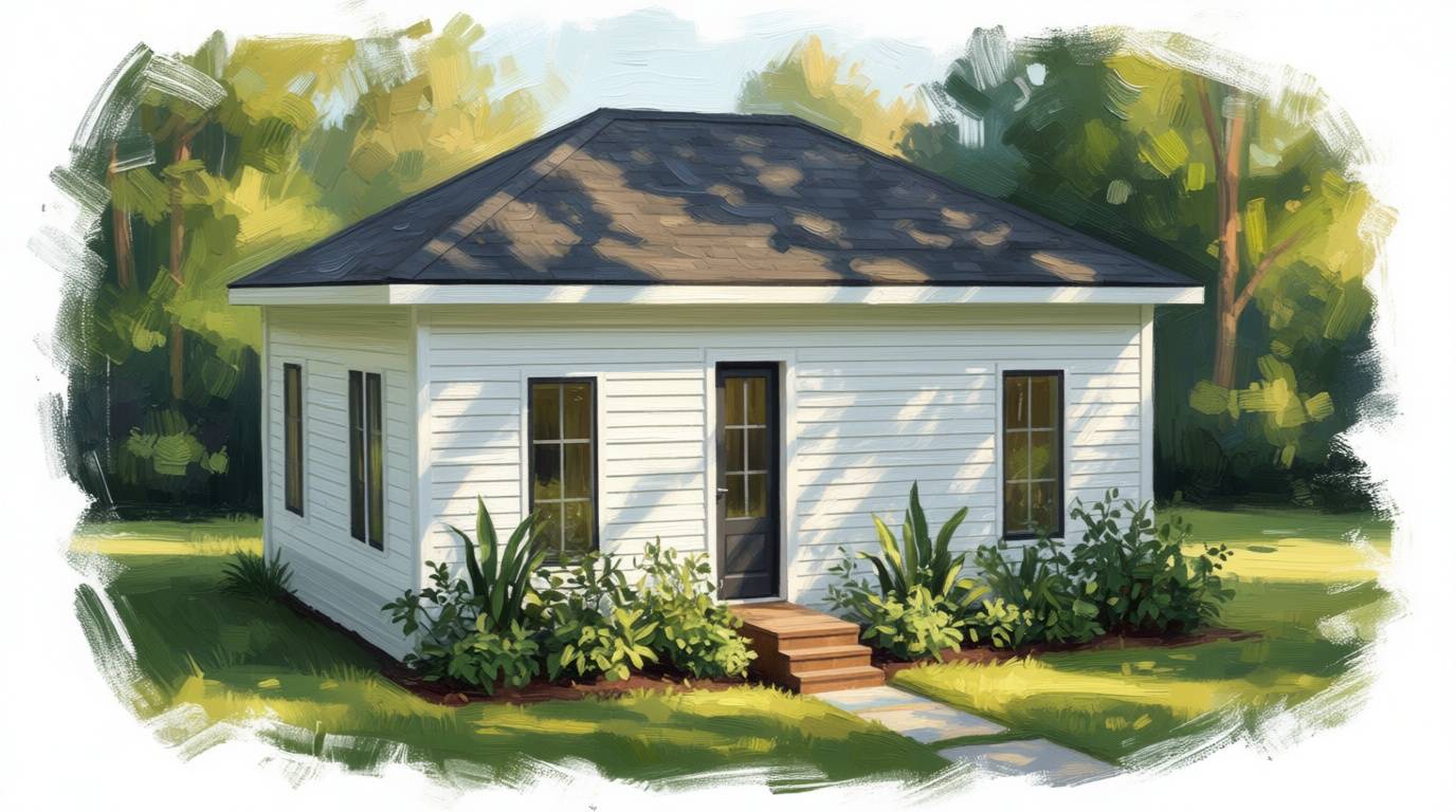 1 bedroom bright house plan exterior - 681 sq ft