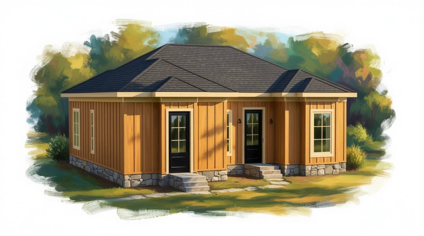 1 bedroom natural house plan exterior - 1,187 sq ft