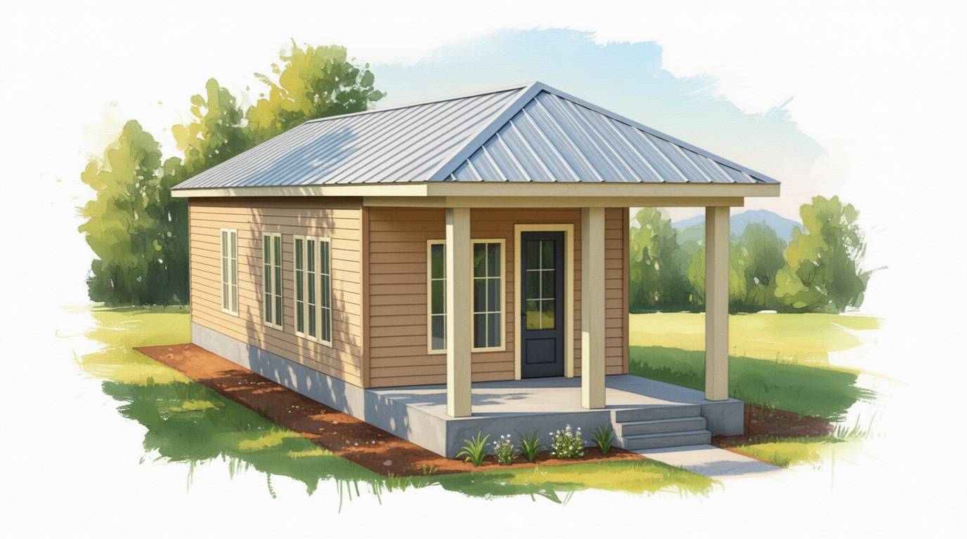 1 bedroom earthy house plan exterior - 918 sq ft