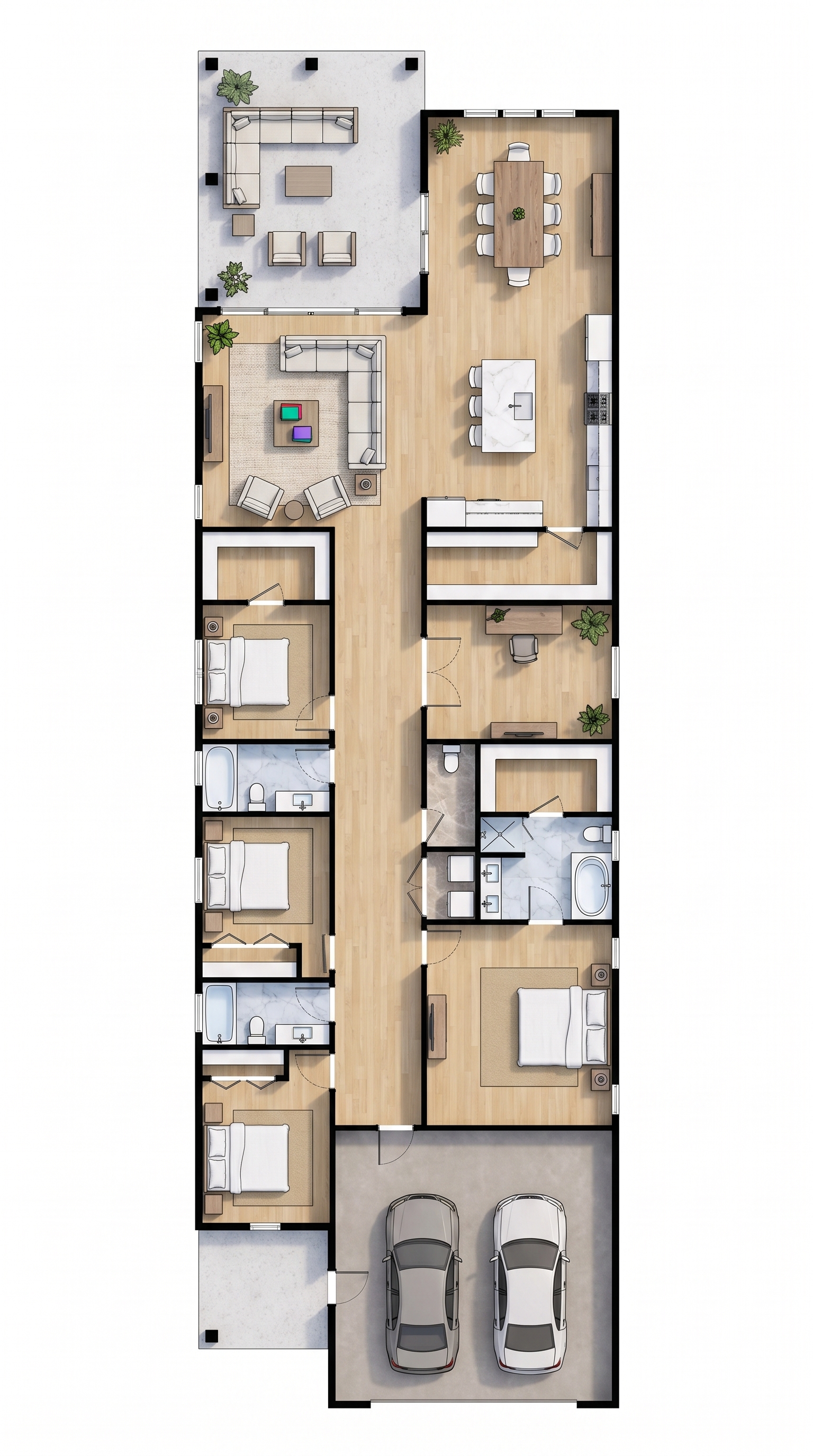 4 bedroom classic floor plan showing 3 bathrooms - 3,284 sq ft