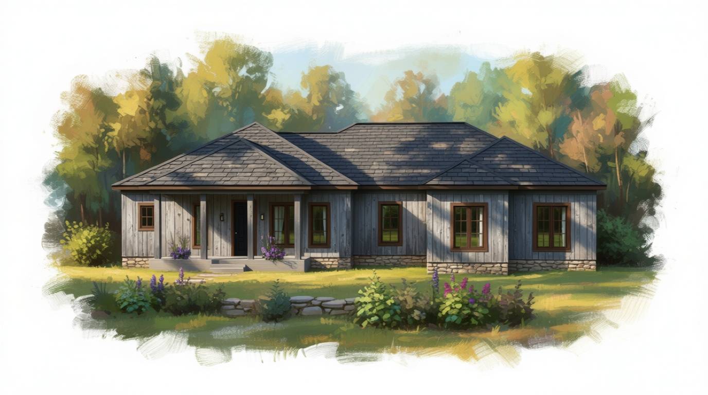 2 bedroom earthy house plan exterior - 3,099 sq ft