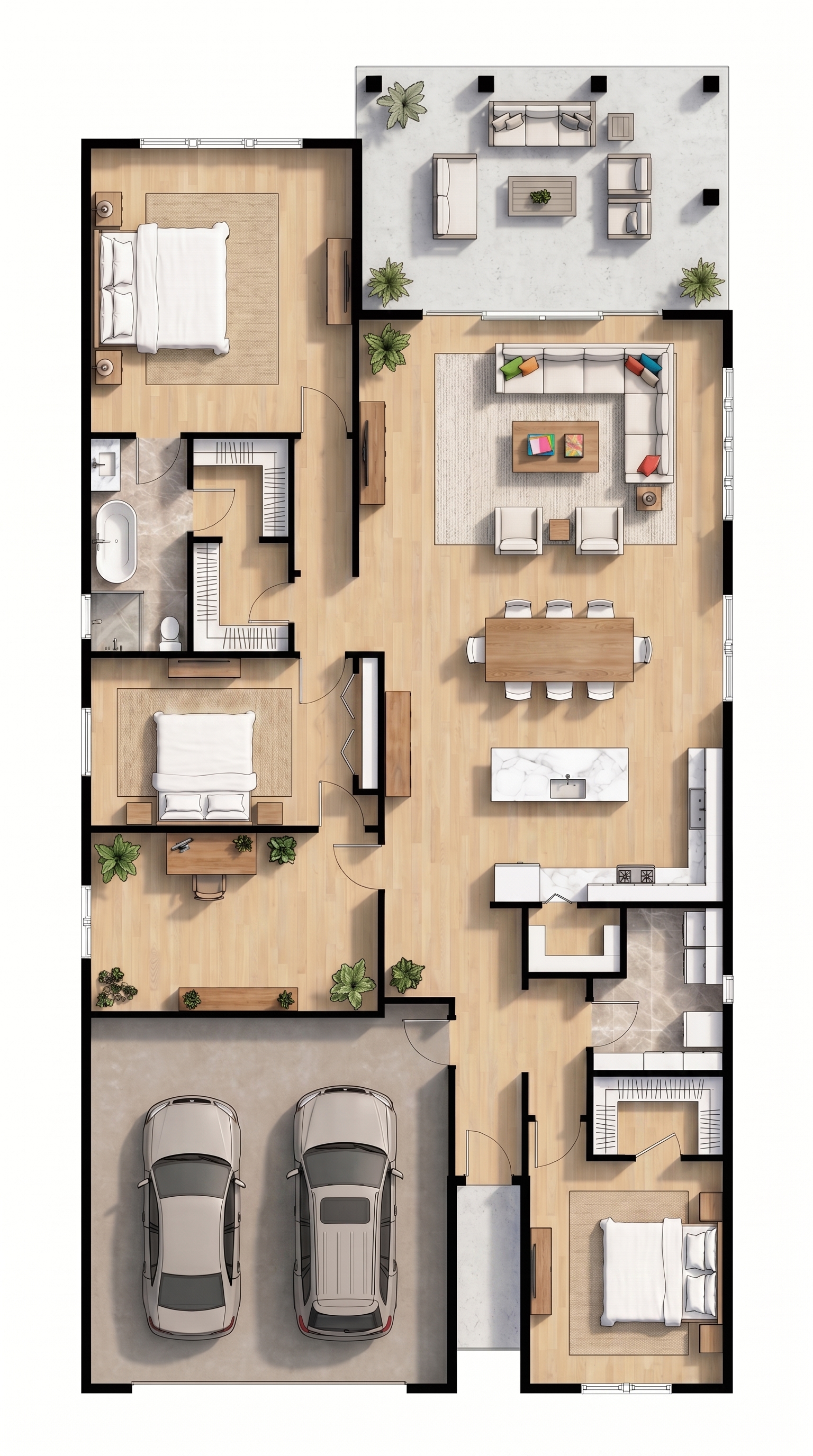 3 bedroom classic floor plan showing 1 bathrooms - 2,895 sq ft