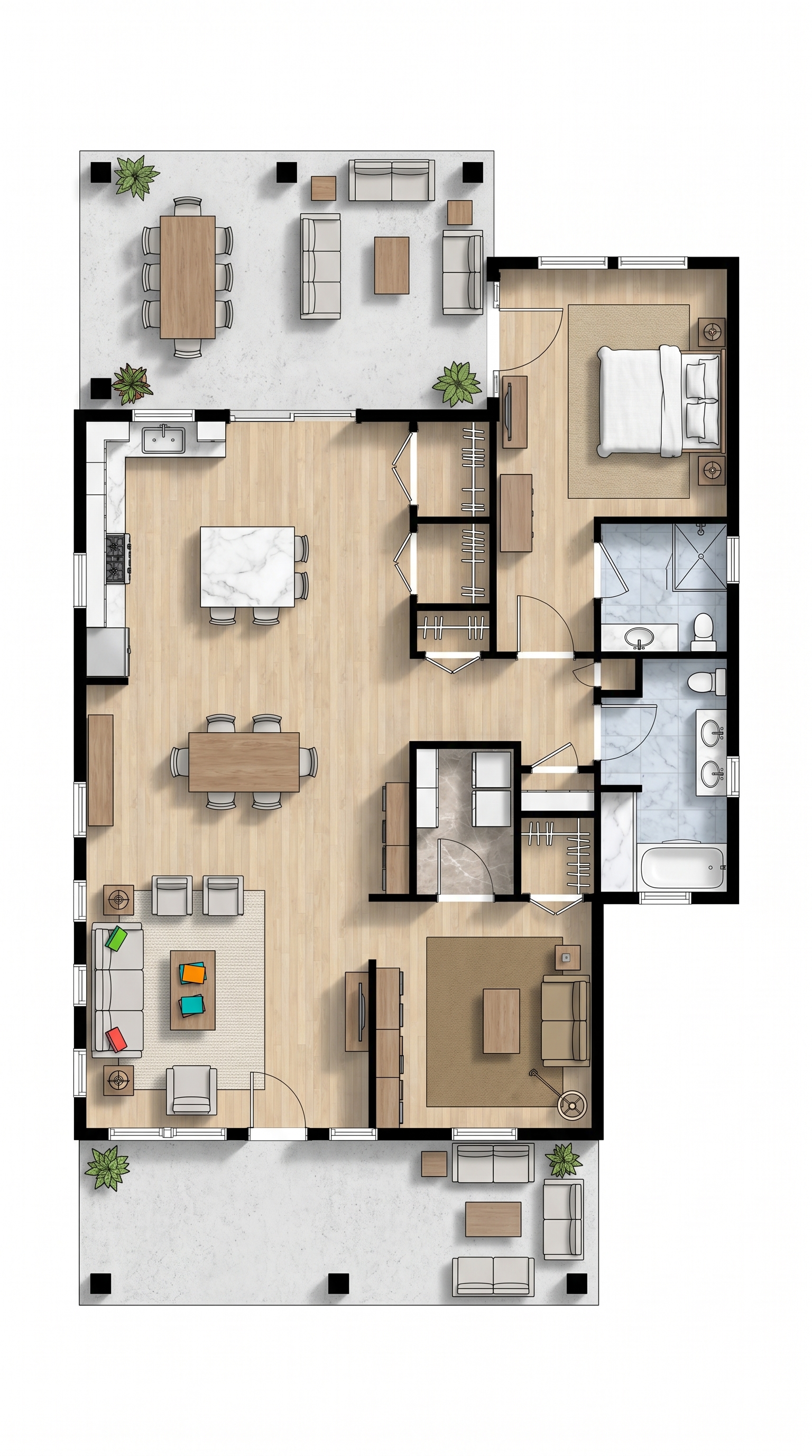 1 bedroom classic floor plan showing 1 bathrooms - 1,546 sq ft