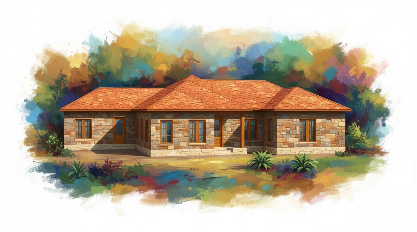 3 bedroom earthy house plan exterior - 2,903 sq ft