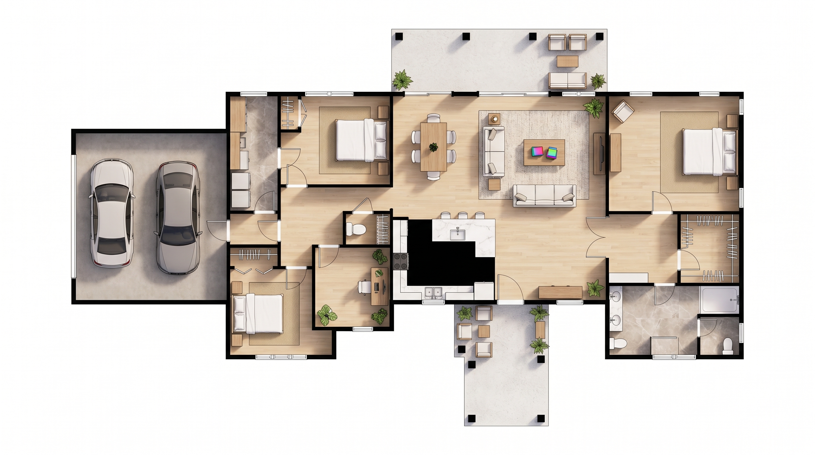 3 bedroom classic floor plan showing 1 bathrooms - 2,948 sq ft