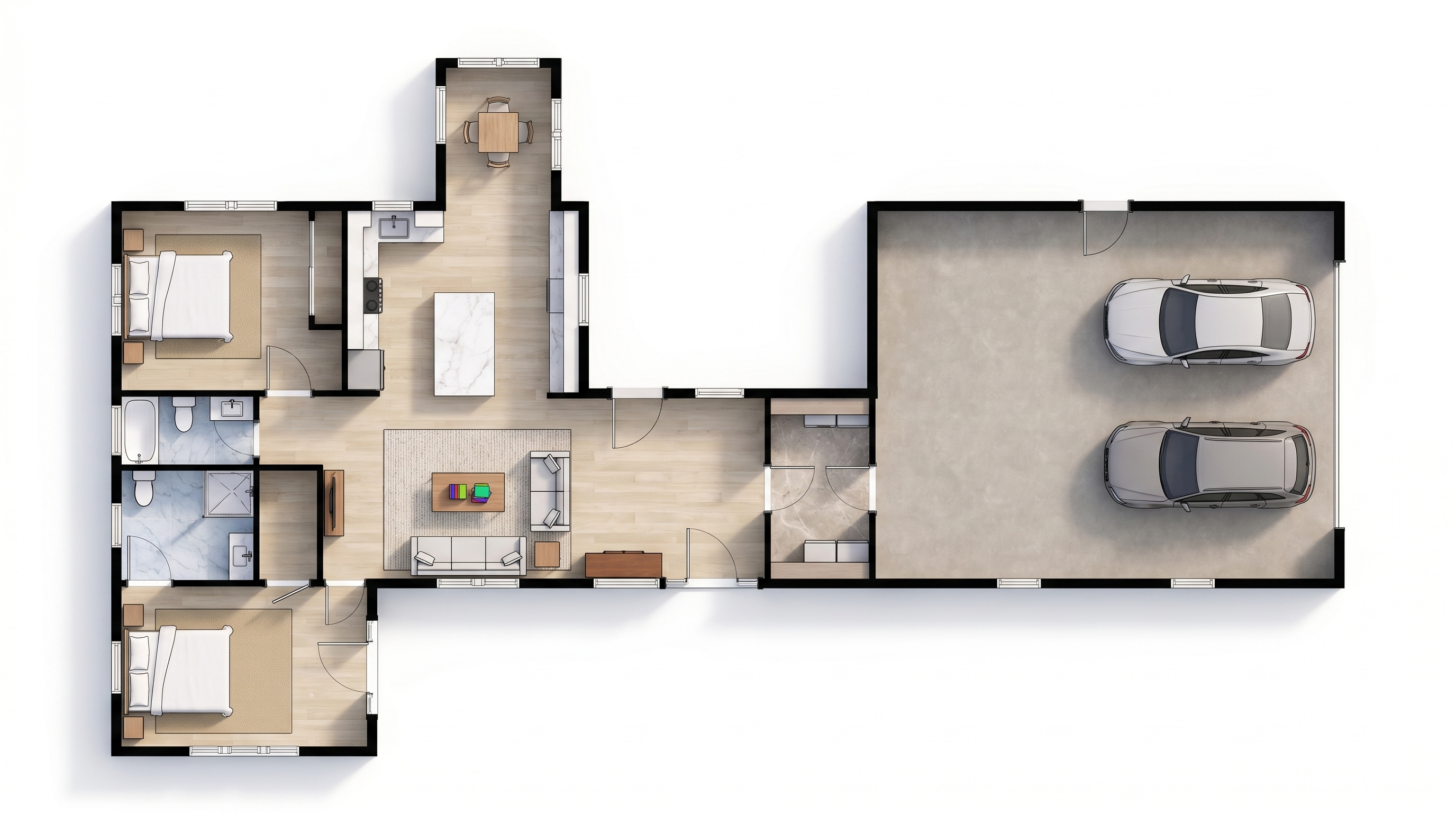 2 bedroom bright floor plan showing 2 bathrooms - 1,713 sq ft
