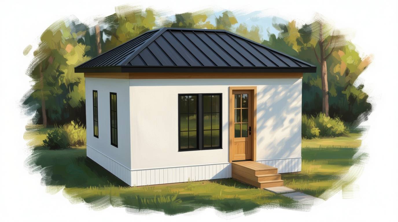 2 bedroom bright house plan exterior - 485 sq ft
