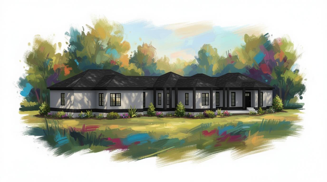 5 bedroom classic house plan exterior - 4,996 sq ft