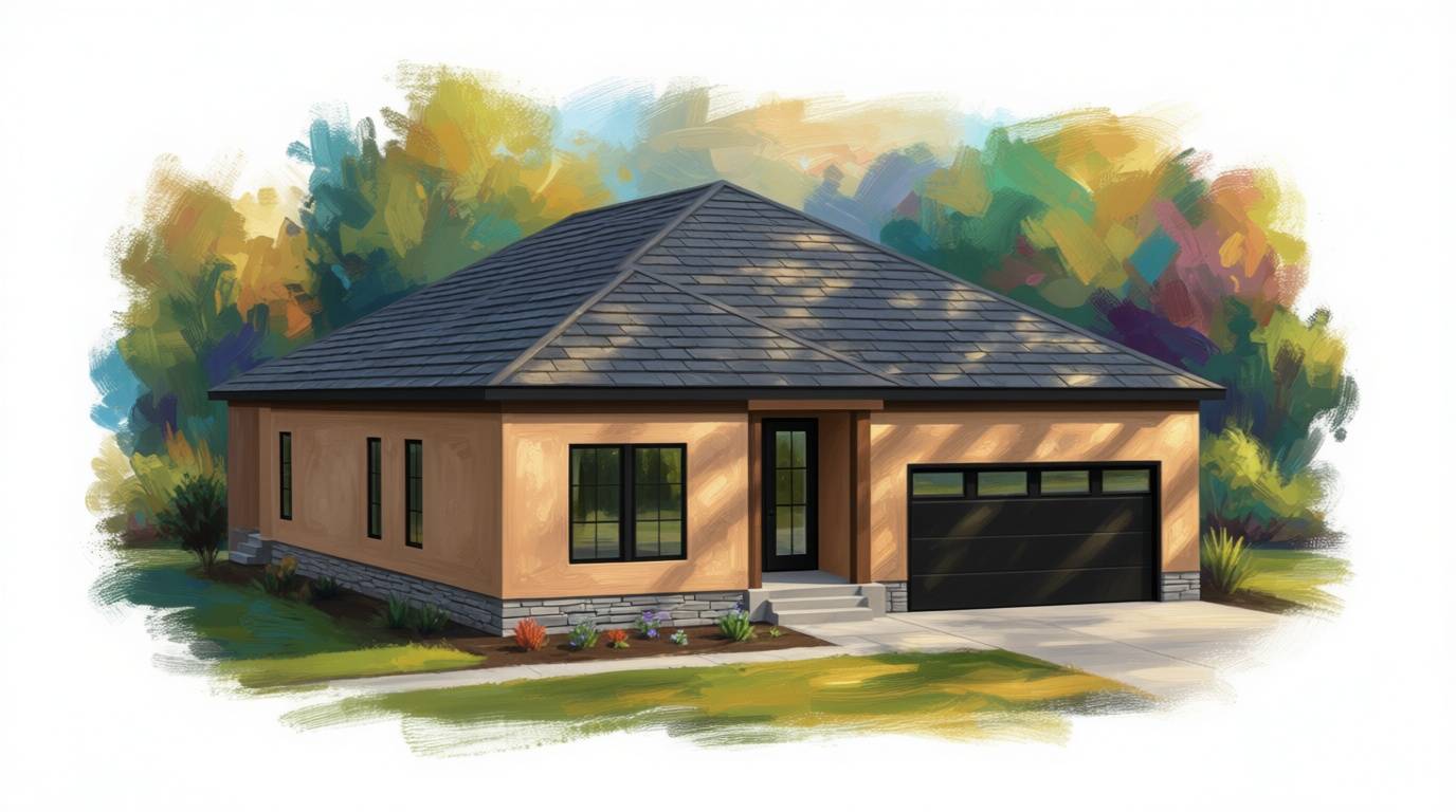 2 bedroom earthy house plan exterior - 3,029 sq ft