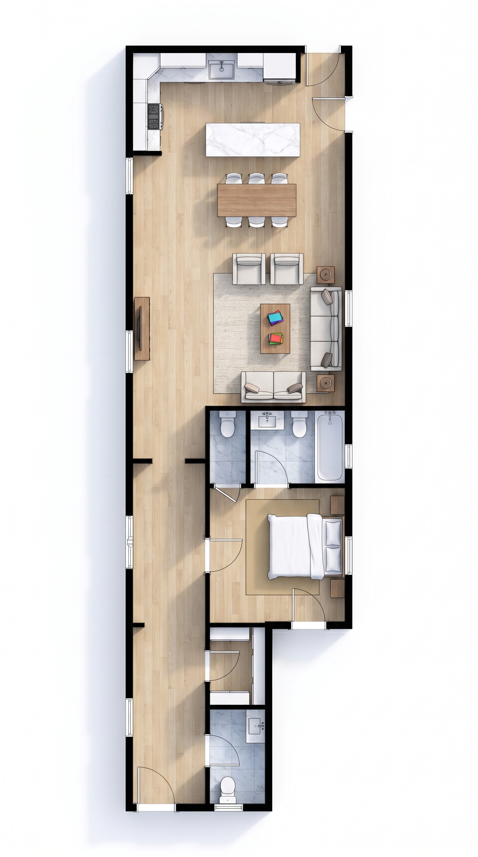 1 bedroom bright floor plan showing 1 bathrooms - 1,003 sq ft