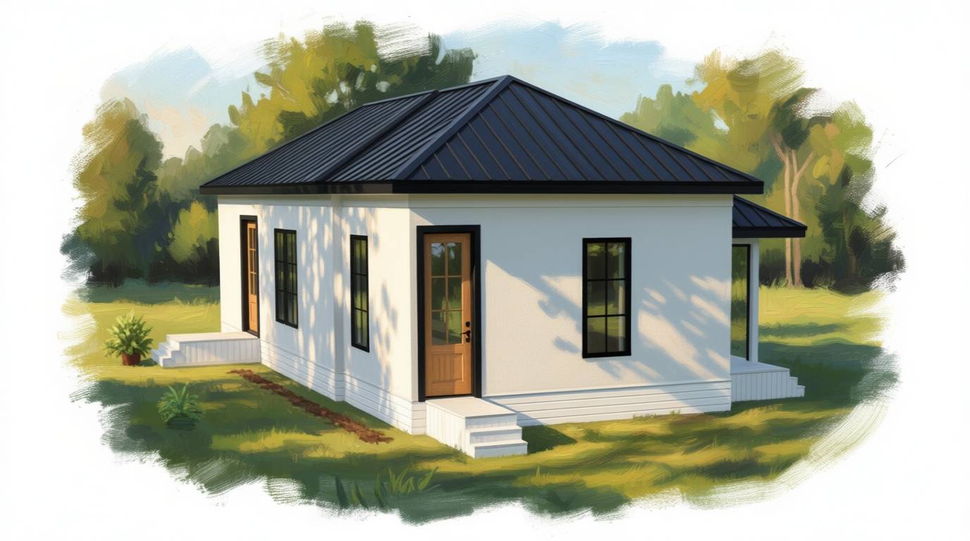 1 bedroom bright house plan exterior - 827 sq ft