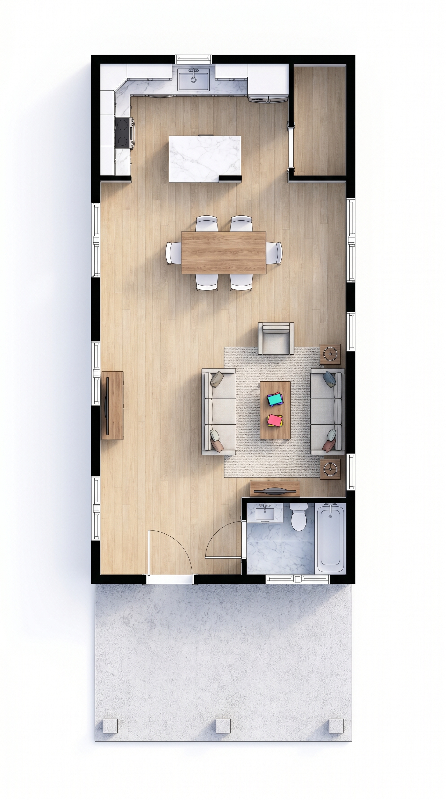 0 bedroom bright floor plan showing 1 bathrooms - 787 sq ft