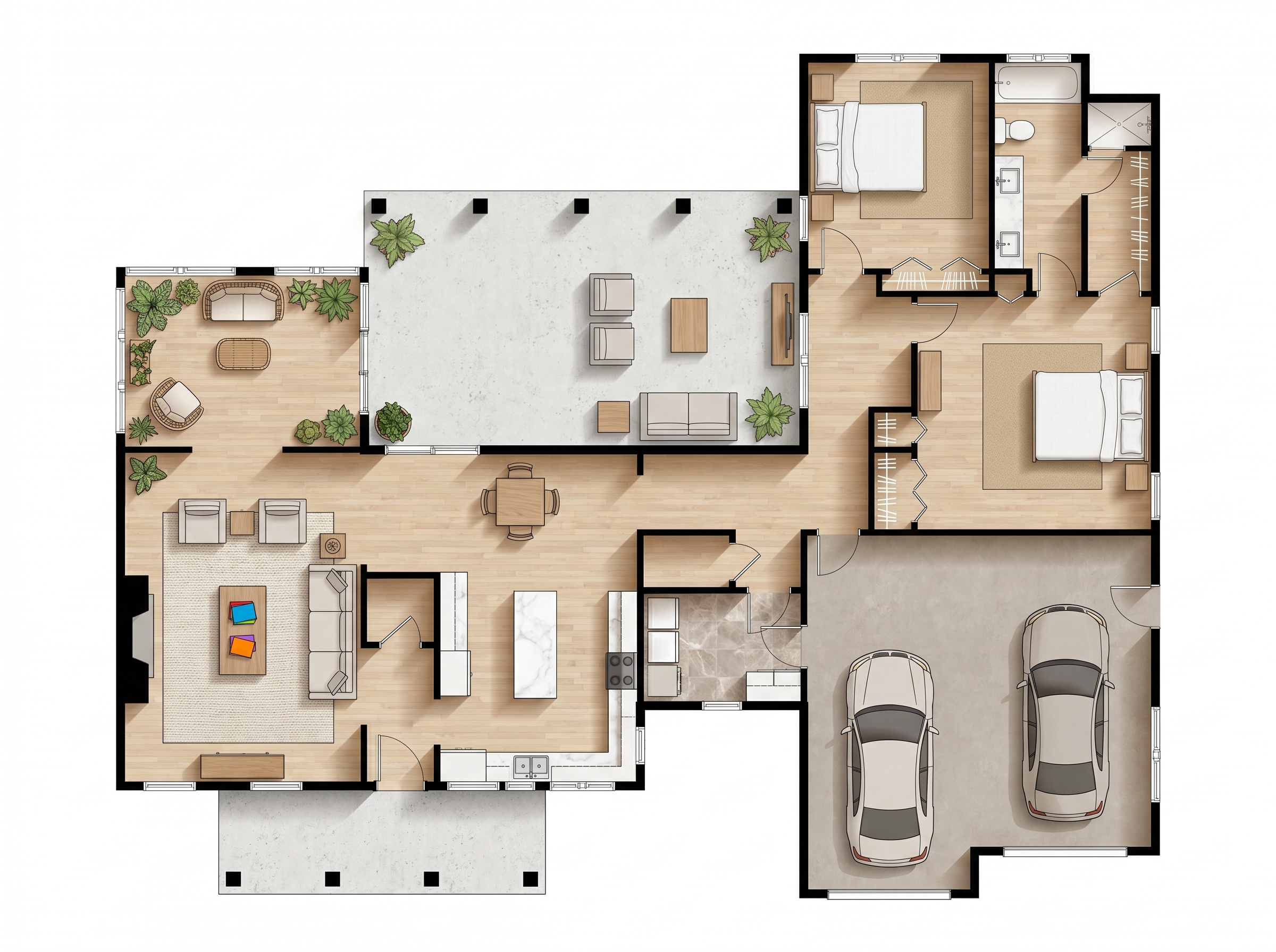 2 bedroom earthy floor plan showing 1 bathrooms - 3,050 sq ft
