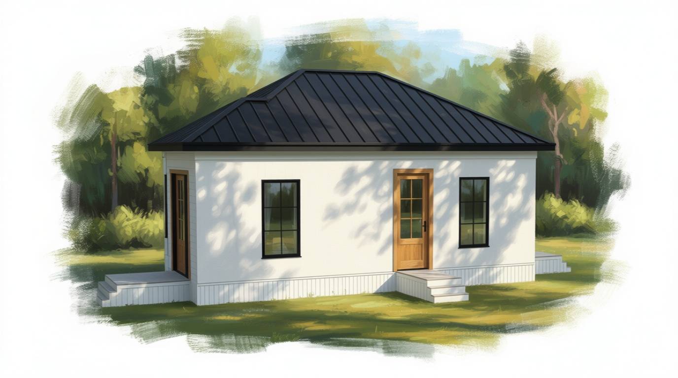 2 bedroom bright house plan exterior - 601 sq ft