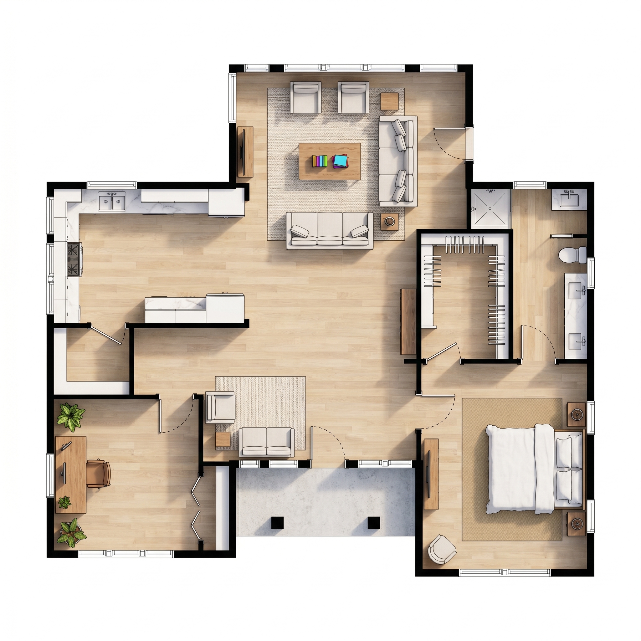 1 bedroom bright floor plan showing 1 bathrooms - 1,435 sq ft