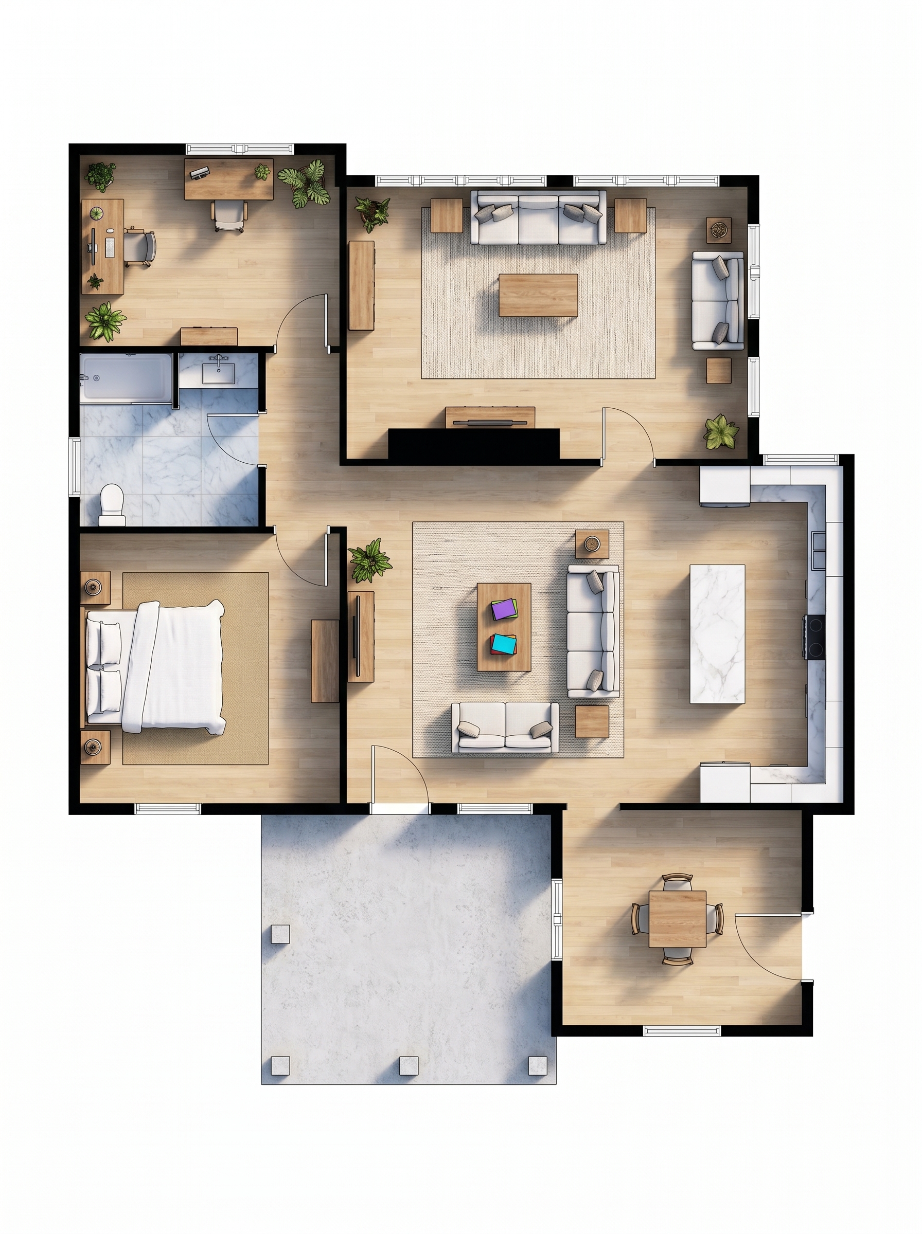 1 bedroom bright floor plan showing 1 bathrooms - 1,671 sq ft