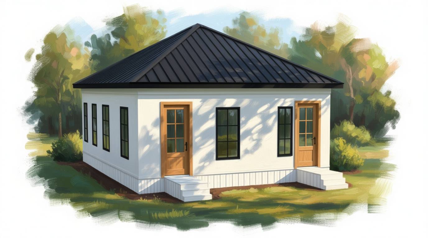 1 bedroom bright house plan exterior - 796 sq ft