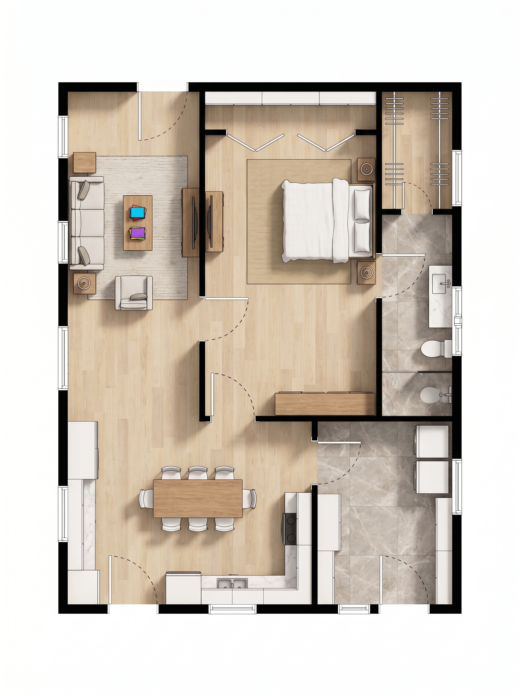 1 bedroom bright floor plan showing 1 bathrooms - 796 sq ft