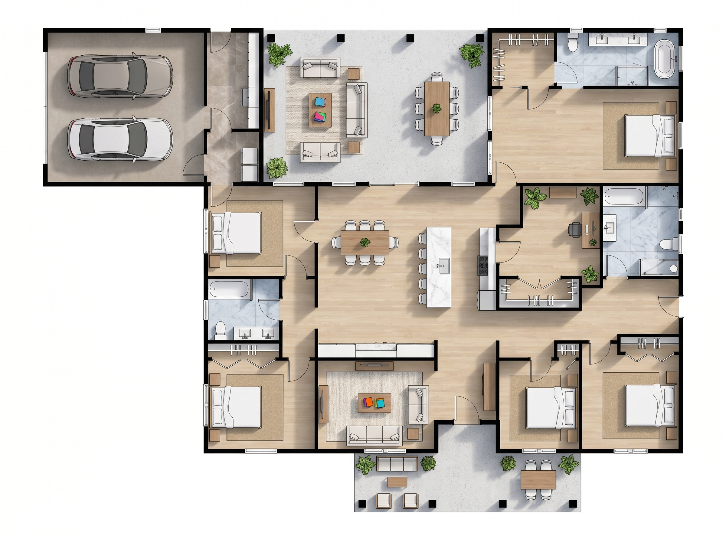 5 bedroom bold floor plan showing 3 bathrooms - 3,812 sq ft
