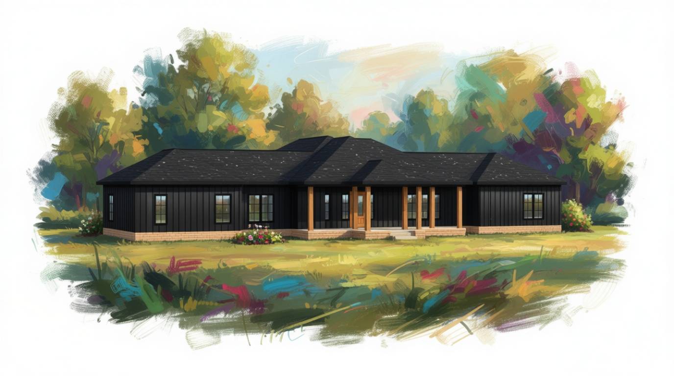 5 bedroom dark house plan exterior - 4,454 sq ft