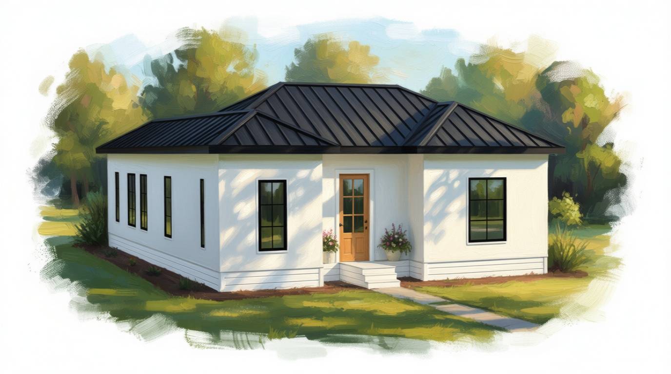 1 bedroom bright house plan exterior - 940 sq ft