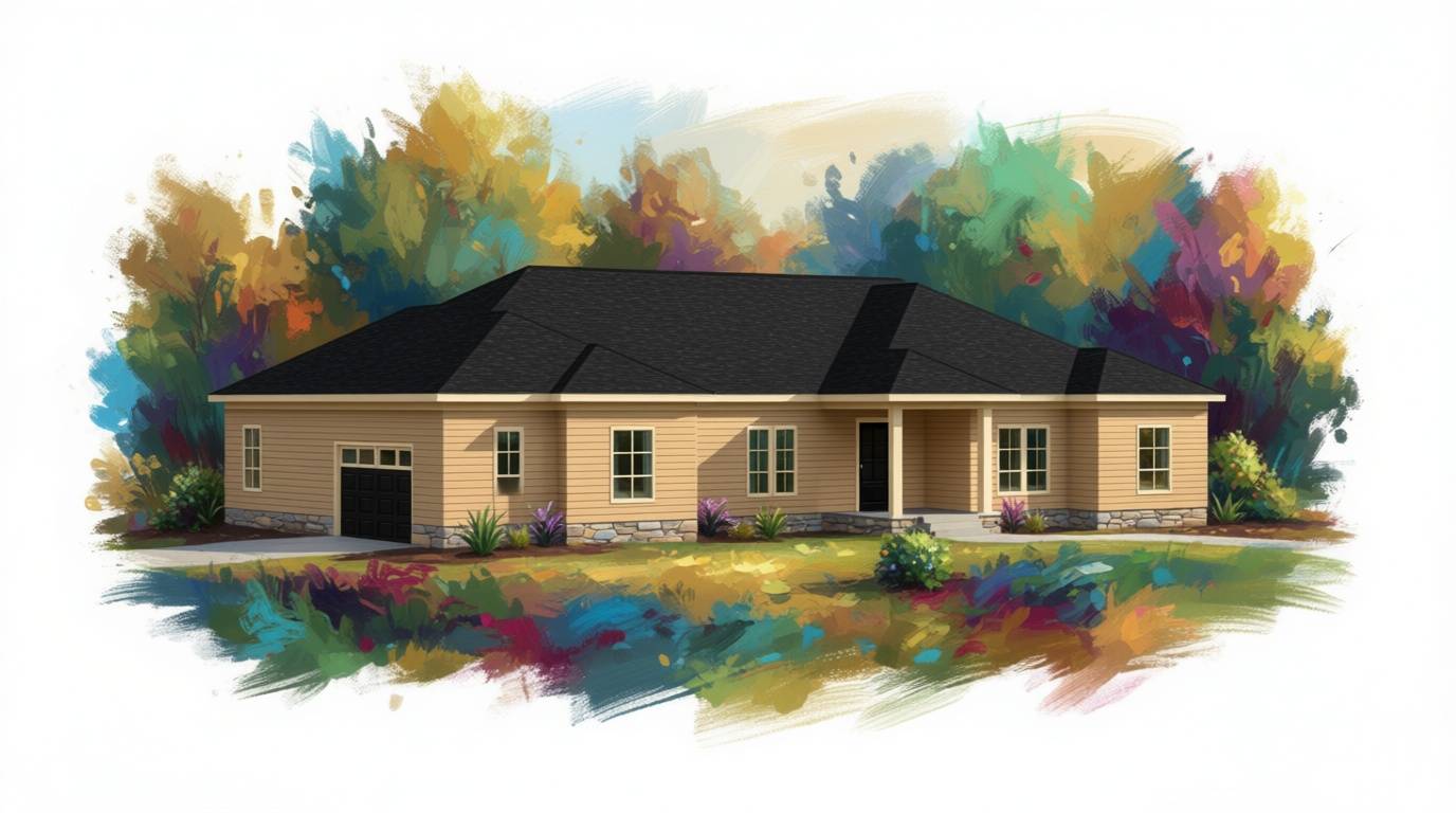 4 bedroom earthy house plan exterior - 3,804 sq ft