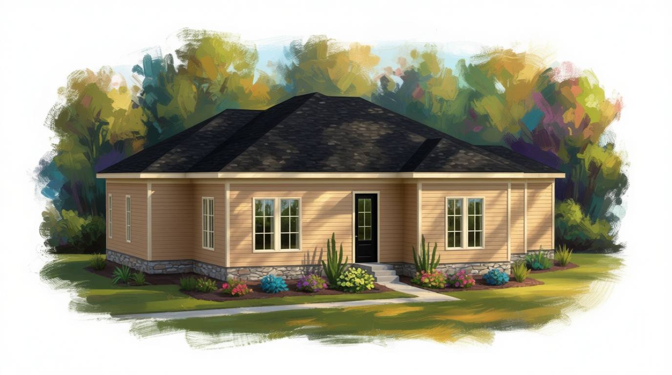 4 bedroom earthy house plan exterior - 2,005 sq ft