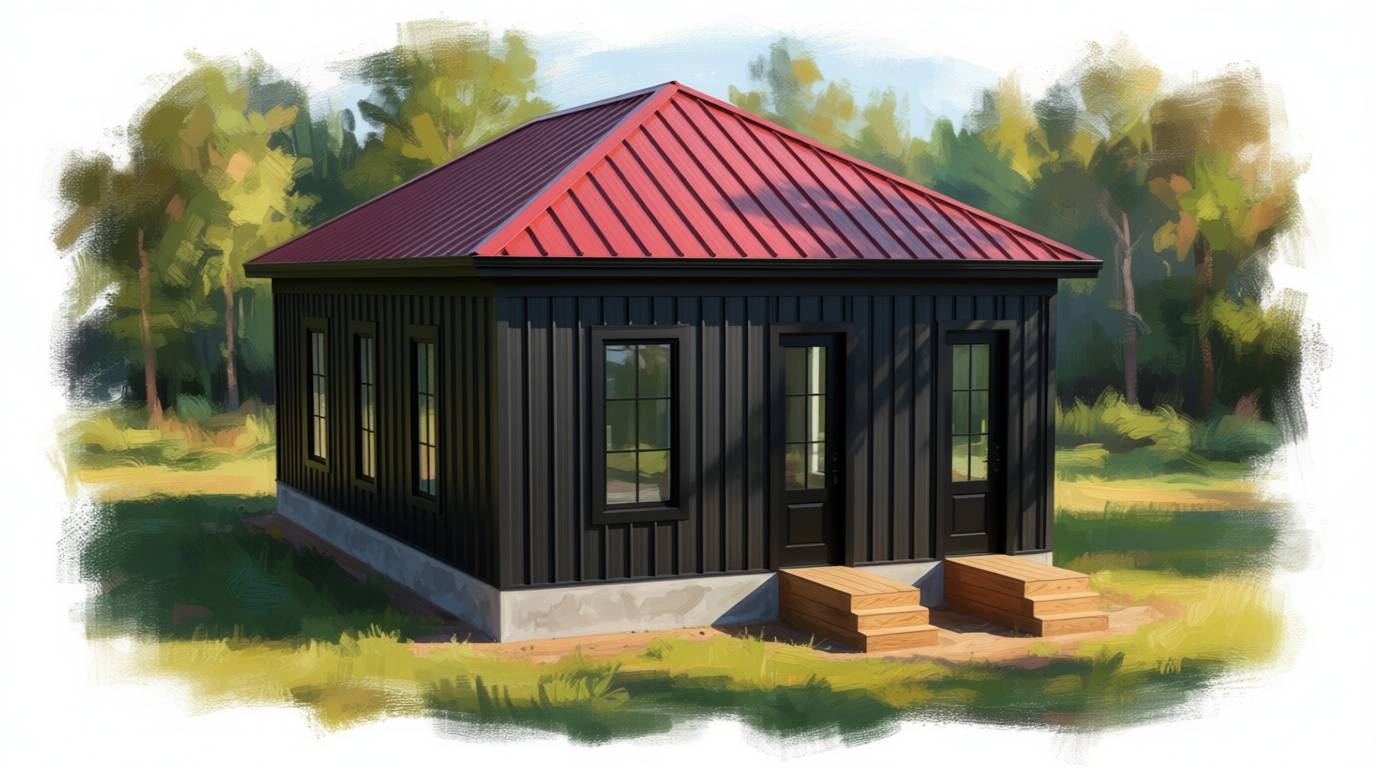 1 bedroom dark house plan exterior - 779 sq ft