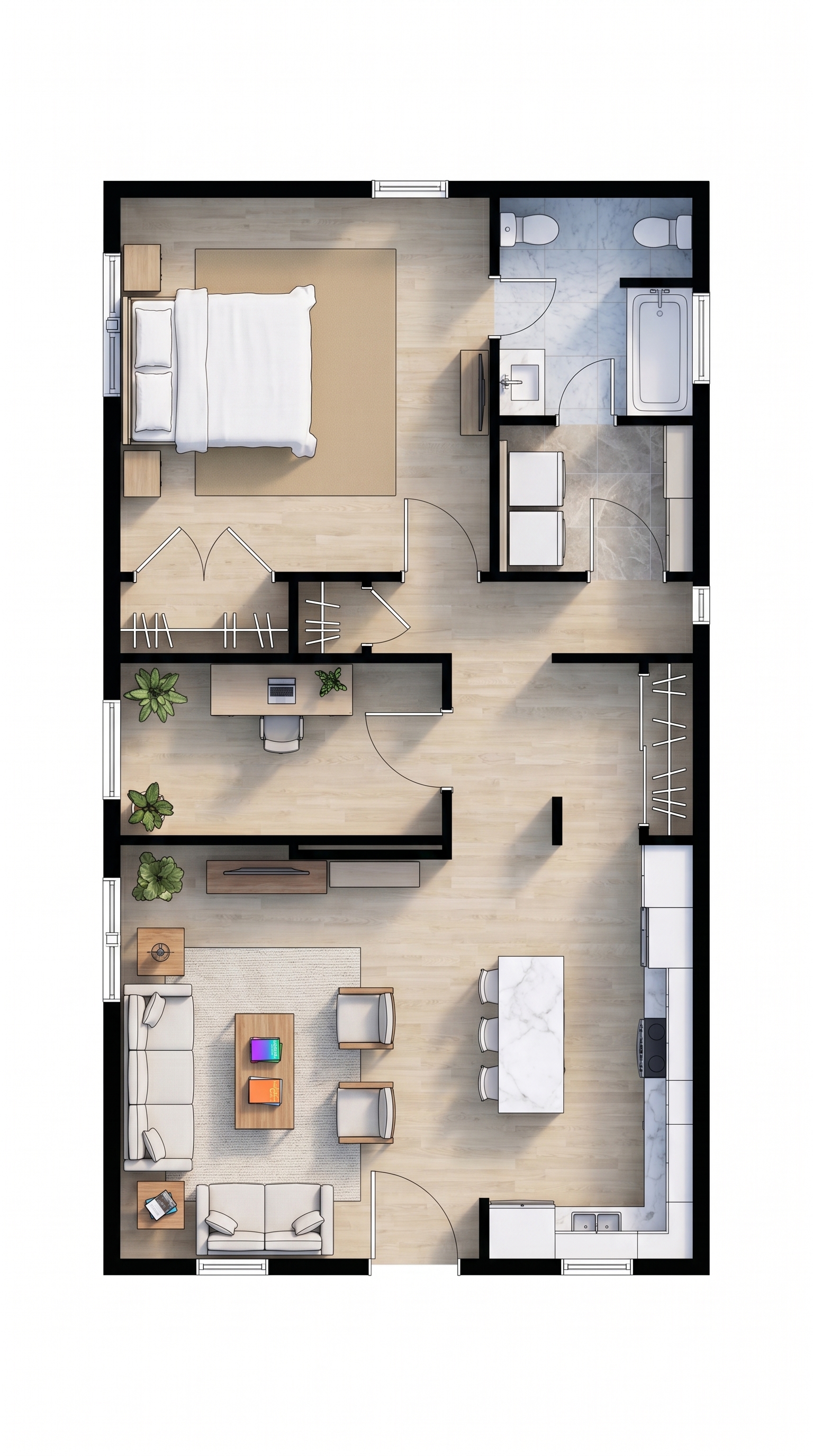 1 bedroom bold floor plan showing 1 bathrooms - 769 sq ft