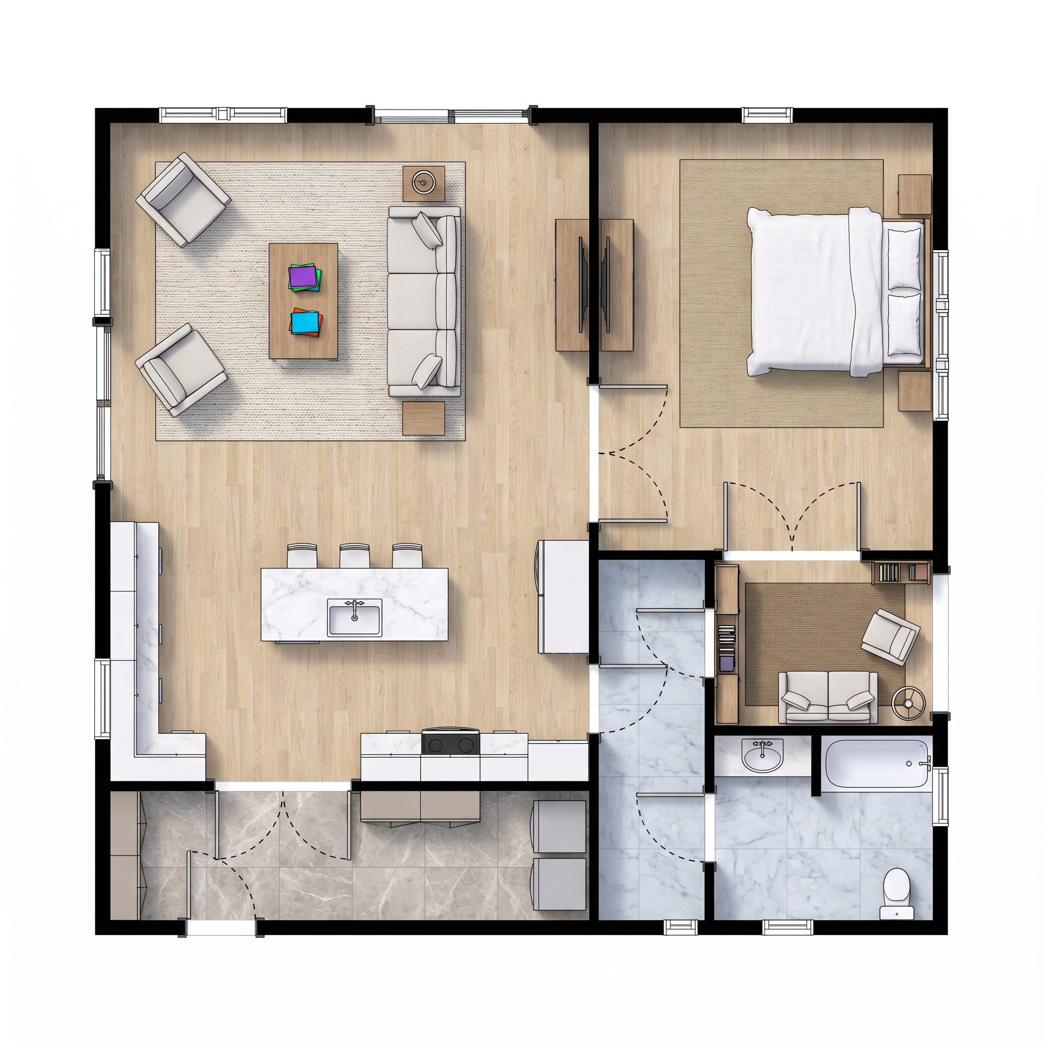 1 bedroom classic floor plan showing 1 bathrooms - 1,034 sq ft