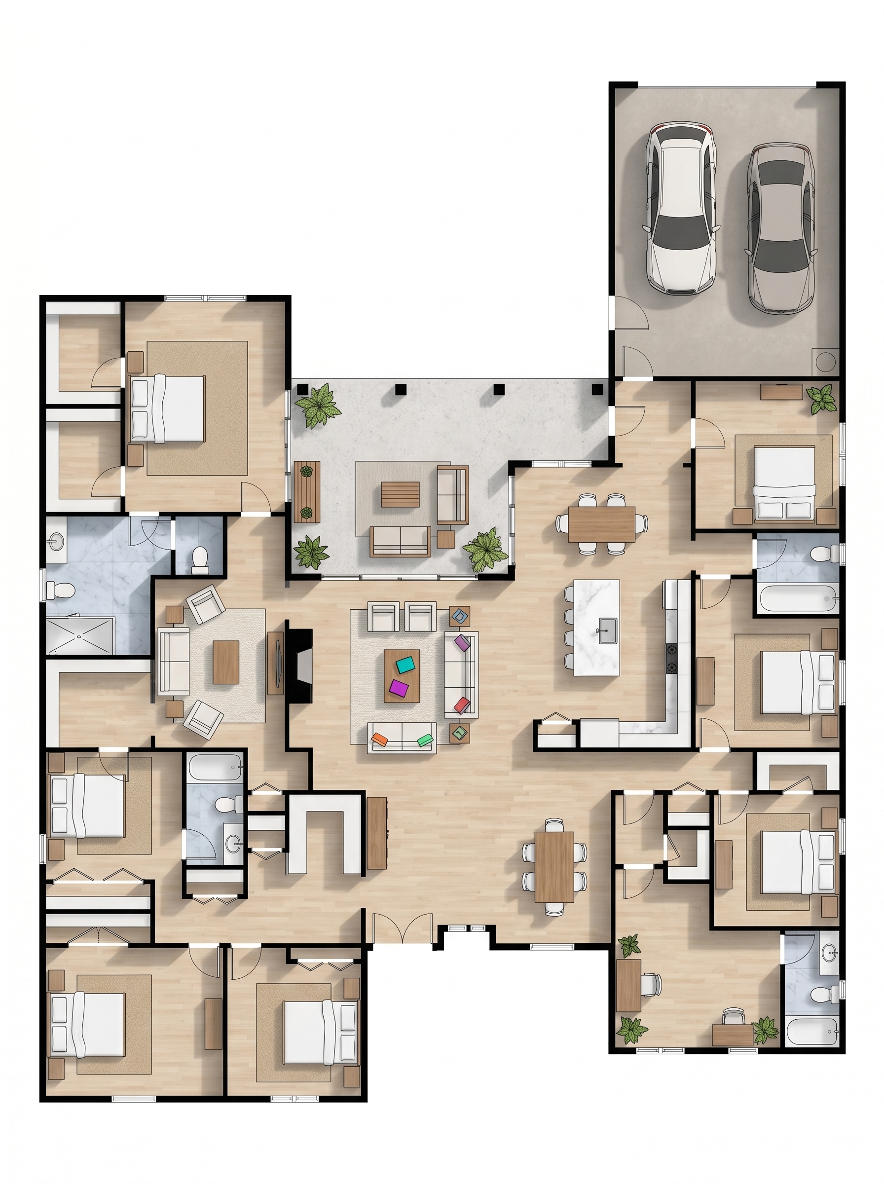 6 bedroom bold floor plan showing 4 bathrooms - 4,936 sq ft