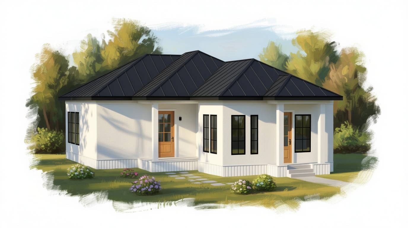 1 bedroom bright house plan exterior - 1,568 sq ft