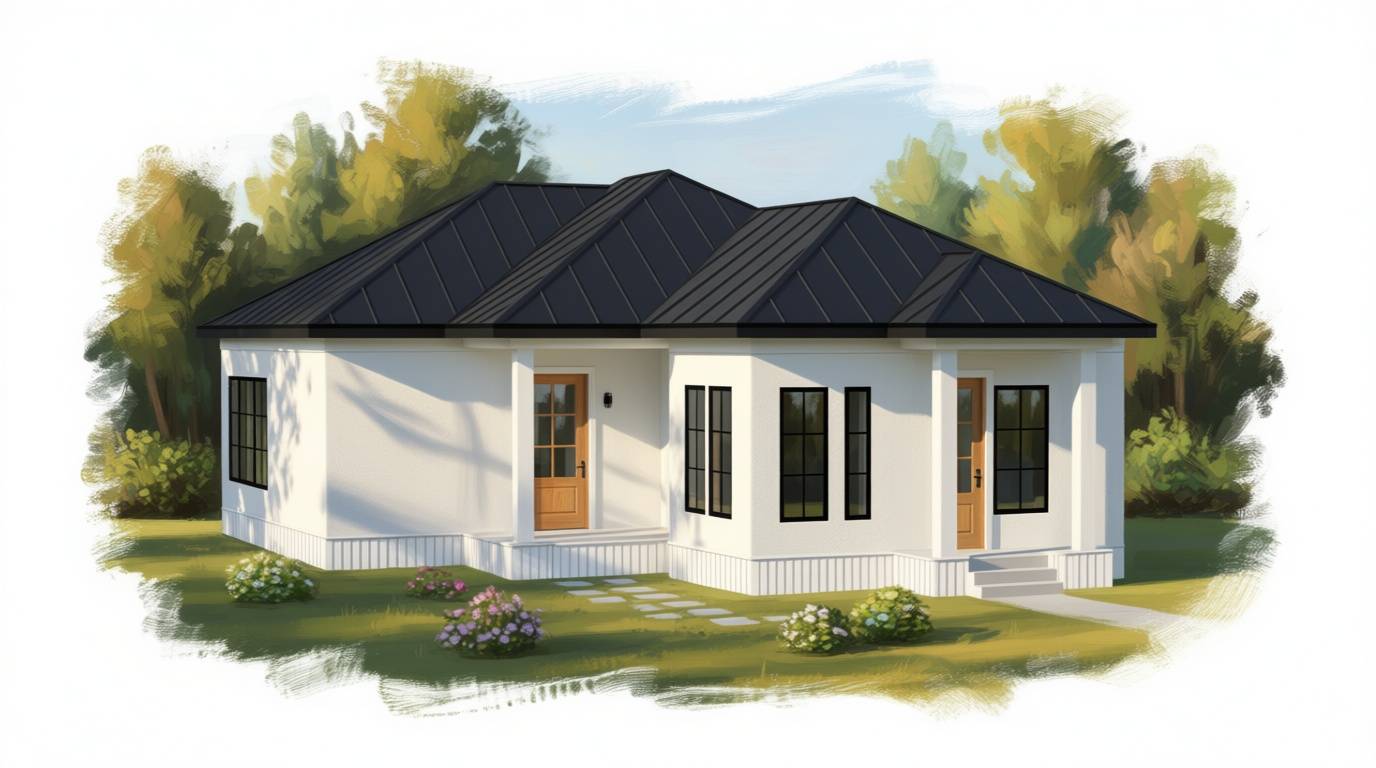 1 bedroom bright house plan exterior - 1,568 sq ft