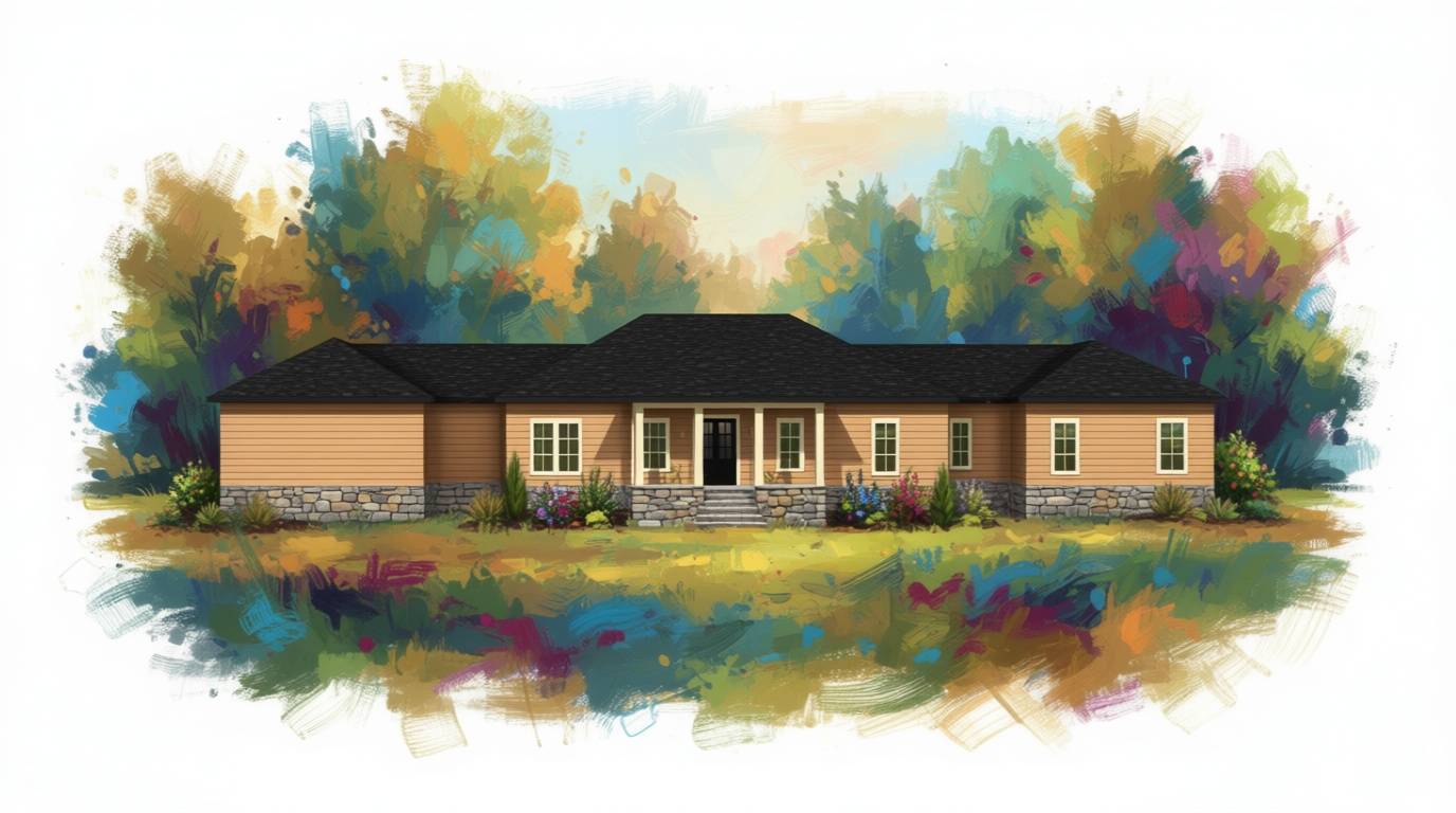 7 bedroom earthy house plan exterior - 4,440 sq ft