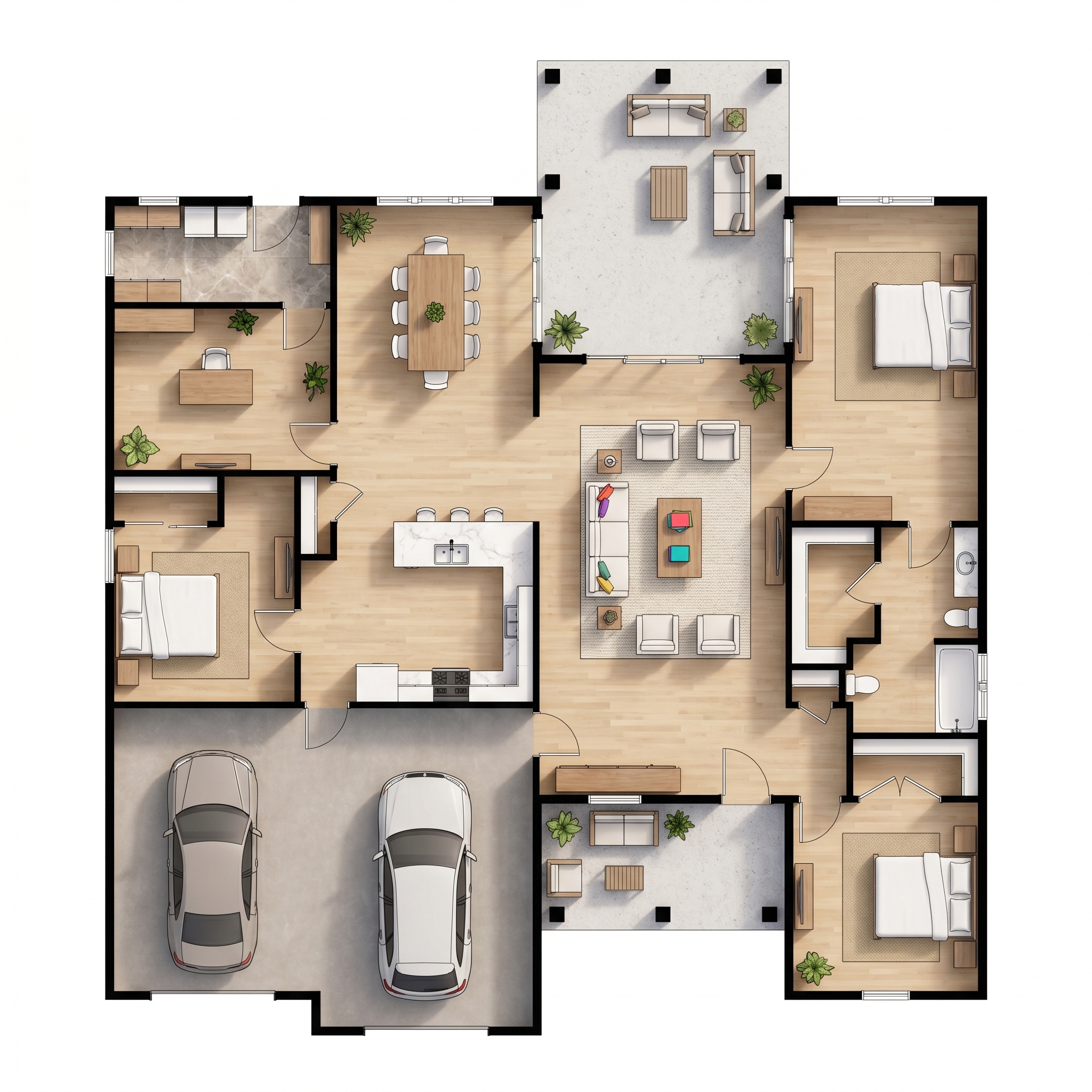 3 bedroom bright floor plan showing 1 bathrooms - 3,086 sq ft