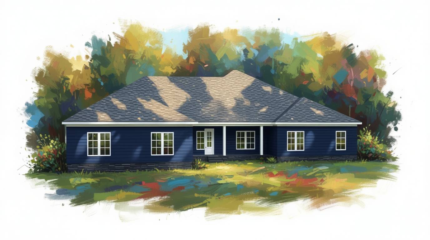 5 bedroom dark house plan exterior - 7,655 sq ft