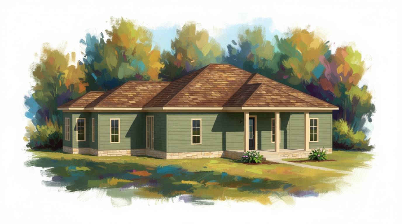 3 bedroom earthy house plan exterior - 2,370 sq ft