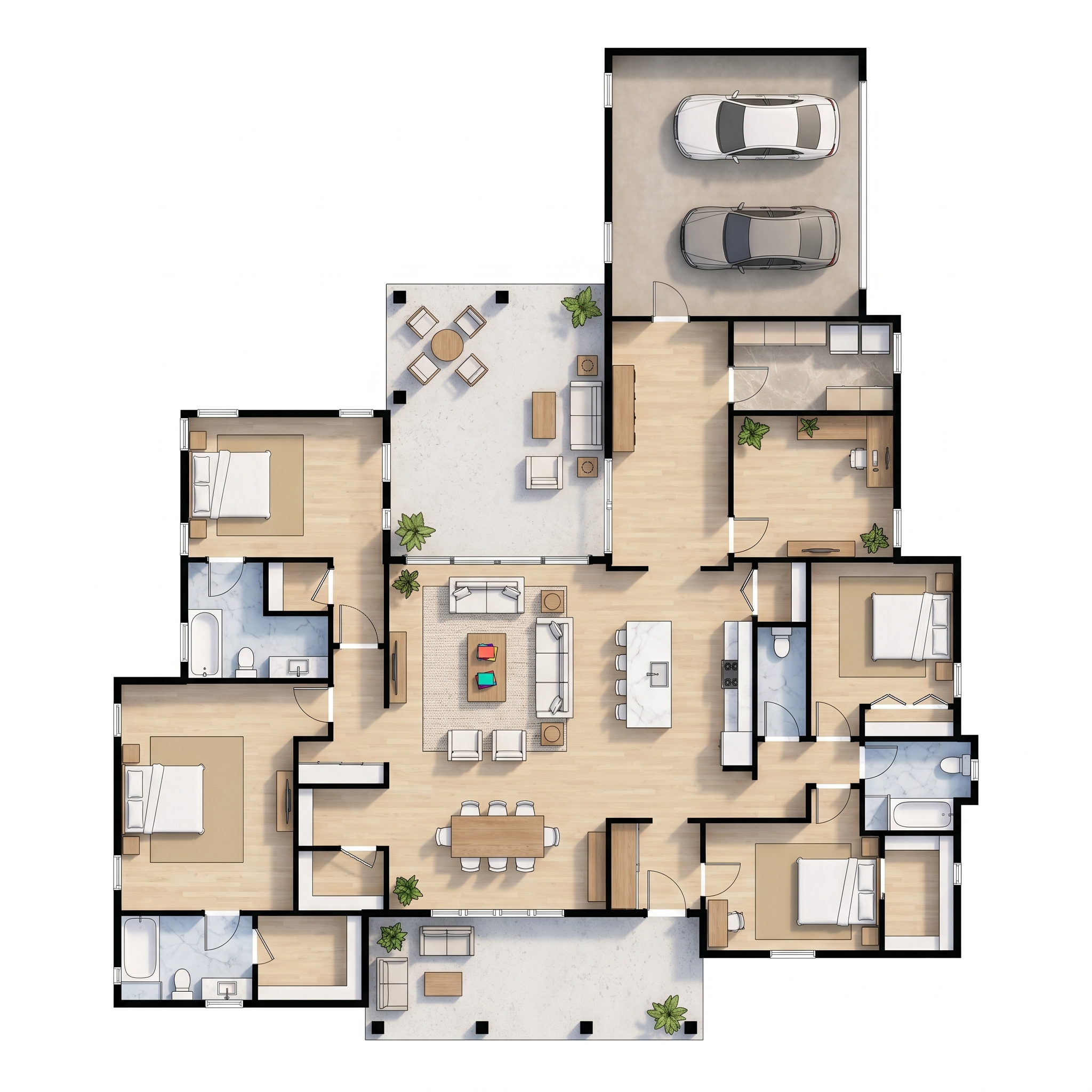 4 bedroom bold floor plan showing 4 bathrooms - 3,556 sq ft