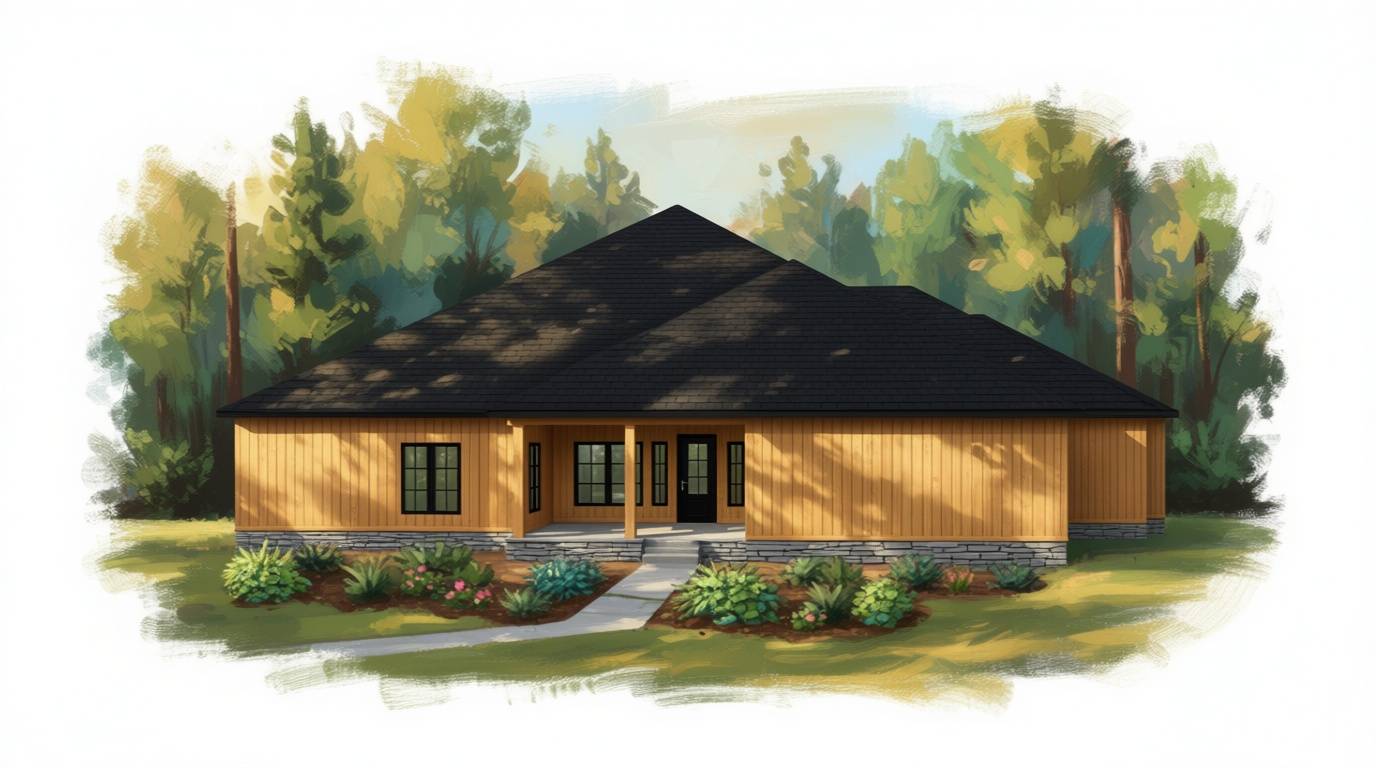 6 bedroom natural house plan exterior - 7,254 sq ft