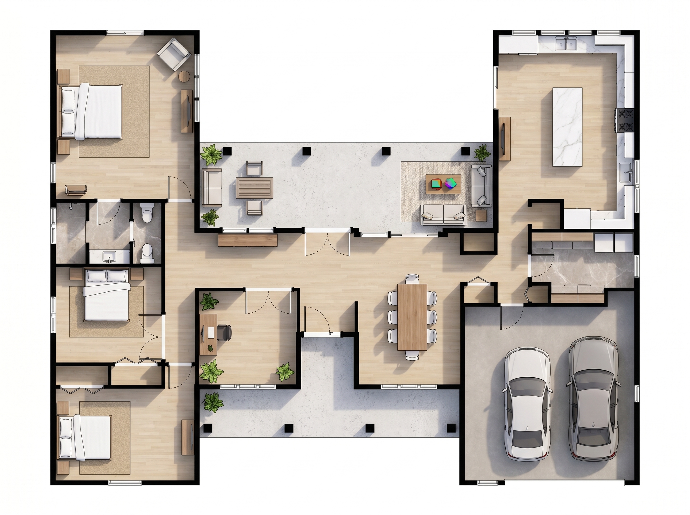 3 bedroom bright floor plan showing 1 bathrooms - 3,037 sq ft