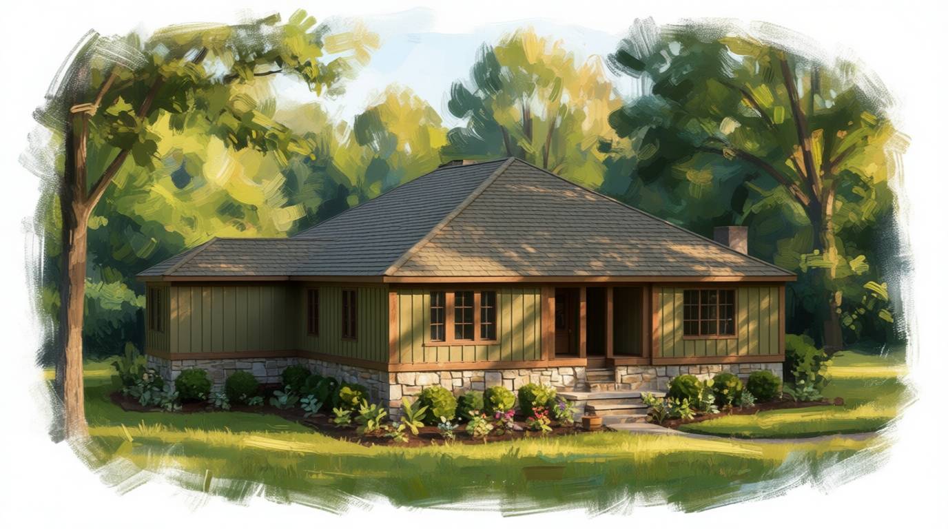 7 bedroom earthy house plan exterior - 6,150 sq ft