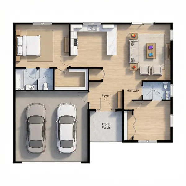Spacious Natural 2-Bed floorplan