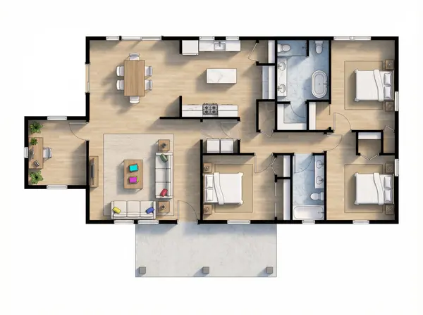 Spacious Dark 3-Bed House floorplan
