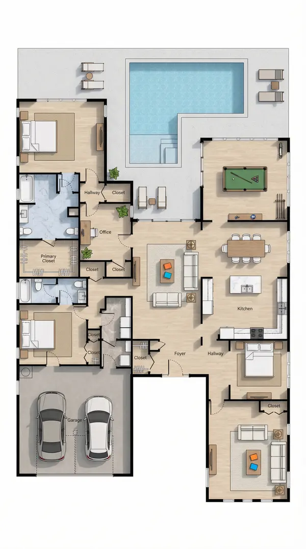 Sleek Industrial 2-Bed Home floorplan