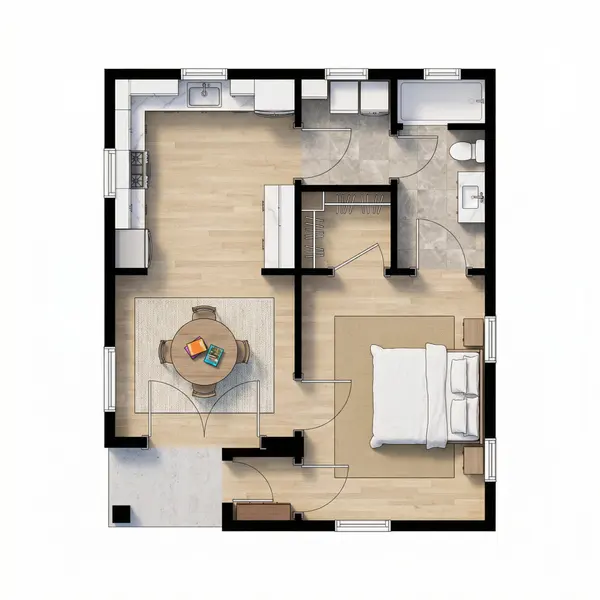 Compact Bright 1-Bed floorplan