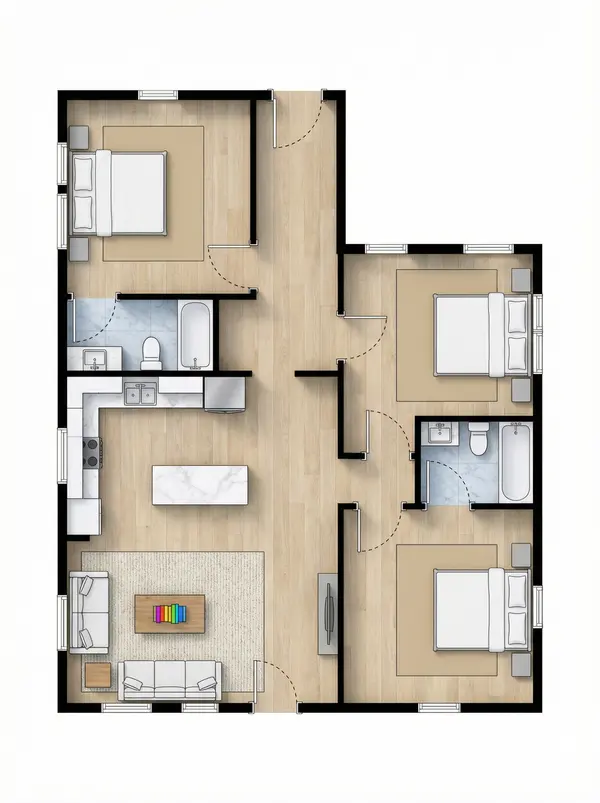 Earthy 3-Bed Home floorplan