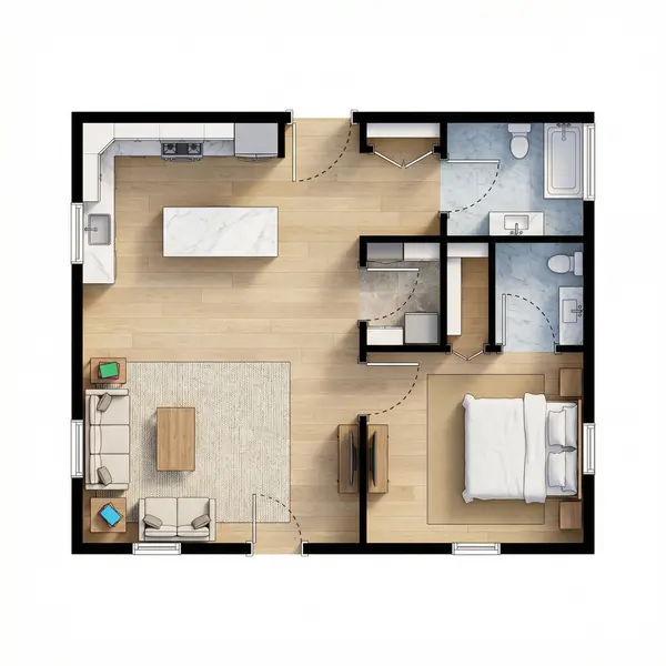 Compact Bright 1-Bed floorplan