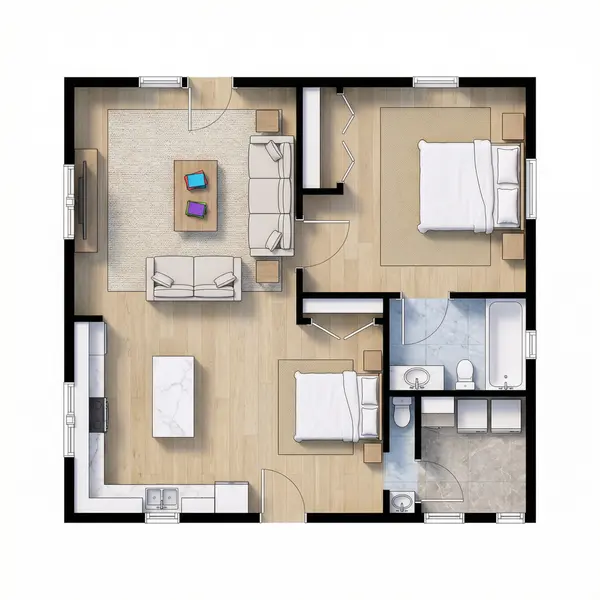 Bright Tiny 1-Bed Home floorplan