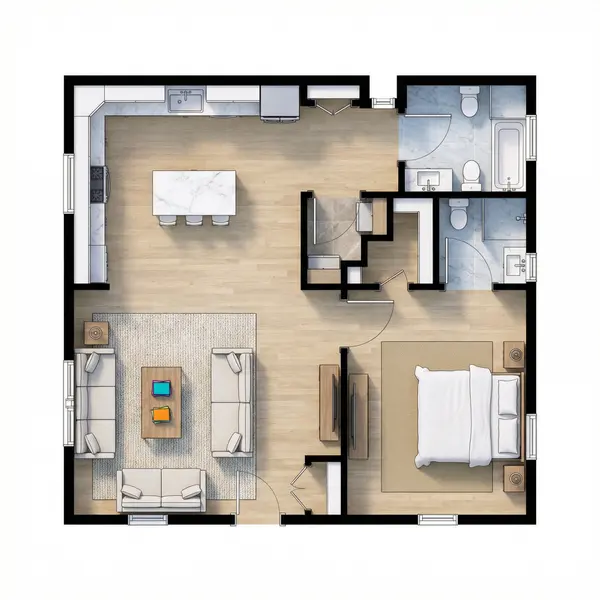 Bright Tiny 1-Bed House floorplan
